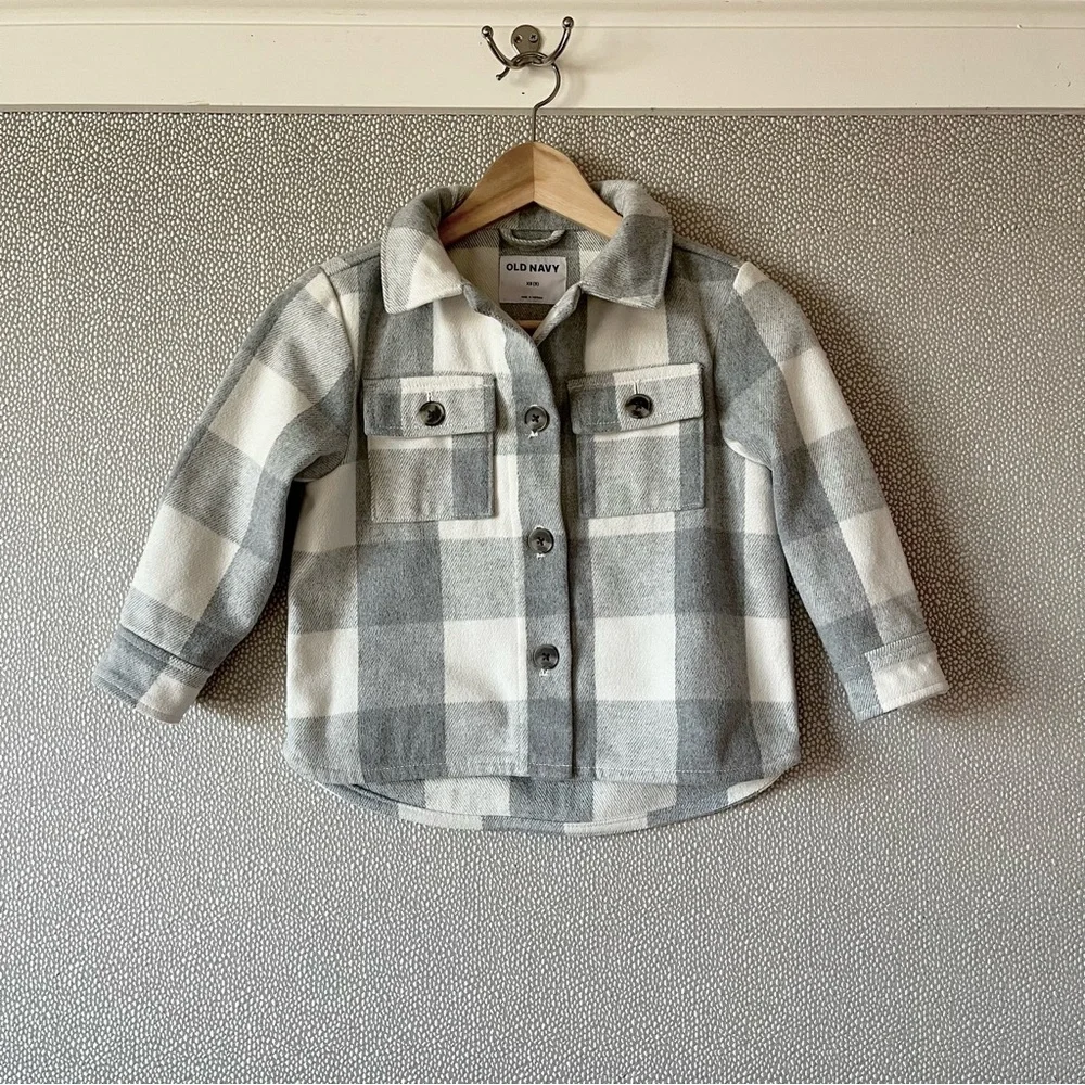 XS (5) Old Navy Plaid Flannel Shirt Coat